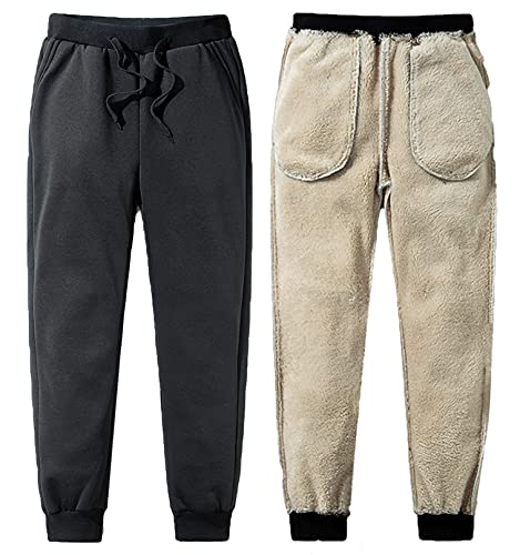 CheChury Jogginghose Herren Komfortable und Warme Trainingshose für Männer Casual Sporthose Basics Sweathose High Waist Fitness Hosen Kordelzug Sportlich Jogger Fleece Hosen mit Taschen,Schwarz,3XL von CheChury