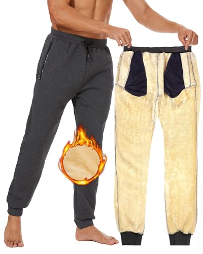 CheChury Jogginghose Herren Baumwolle Sweathose Lange Sportjogginghose Freizeithose Herren Jogger Trainingshose Herren Relaxing Hose Männer Jogger Freizeithose mit Reißverschlusstaschen von CheChury
