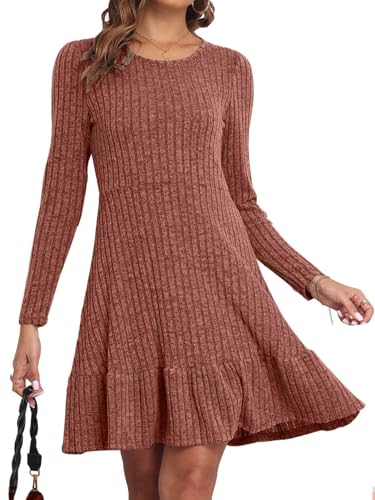 CheChury Kleider Damen Langarm Pulloverkleid Frauen Rundhals Kleider A-Linie Freizeitkleid Damen Herbstkleid Elegant Strickkleid Vintage Midikleid Strickkleider Winterkleid Casual Kleider,Karamell,L CheChury Kleider Damen Langarm Pulloverkleid Frauen Rundhals Kleider A-Linie Freizeitkleid Damen Herbstkleid Elegant Strickkleid Vintage Midikleid Strickkleider Winterkleid Casual Kleider,Karamell,L von CheChury