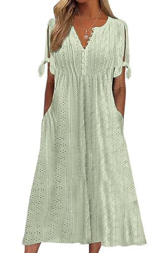 CheChury Kleider Damen Sommer Lang Kleider Boho Weiß Sommerkleid Lang Maxikleid Sommer Kleid mit V-Ausschnitt Elegant Freizeitkleider V-Ausschnitt Strandkleid Lang Freizeitkleid Beach Kleider,Grün,XL CheChury Kleider Damen Sommer Lang Kleider Boho Weiß Sommerkleid Lang Maxikleid Sommer Kleid mit V-Ausschnitt Elegant Freizeitkleider V-Ausschnitt Strandkleid Lang Freizeitkleid Beach Kleider,Grün,XL von CheChury