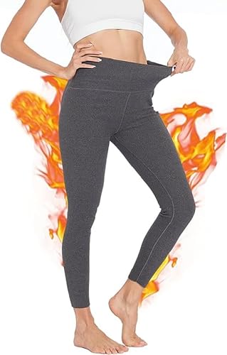 CheChury Leggings Damen Fleece Hosen High Waist Thermoleggins Fleece Hose Winter Warme Jogginghose Grosse Grössen Thermohose Elastische Hosen Frauen Freizeithose Dicke Sweatpant Damen Outdoor,Grau,S von CheChury