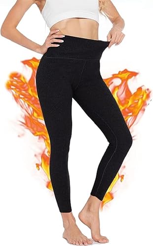 CheChury Leggings Damen Fleece Hosen High Waist Thermoleggins Fleece Hose Winter Warme Jogginghose Grosse Grössen Thermohose Elastische Hosen Frauen Freizeithose Dicke Sweatpant Outdoor,Schwarz,L von CheChury