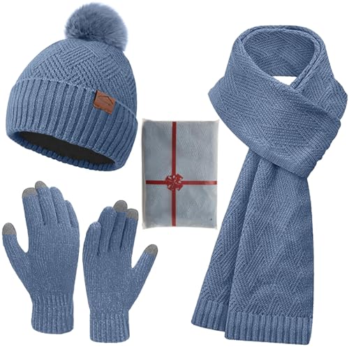 CheChury Mütze Touchscreen Handschuhe Lang Schal Set Damen Winter Warm mit Fleece Gefütterte Wintermütze Strickmütze Beanie Bommel Schals Winterhandschuhe Strickhandschuhe Frauen Geschenk Weihnachten CheChury Mütze Touchscreen Handschuhe Lang Schal Set Damen Winter Warm mit Fleece Gefütterte Wintermütze Strickmütze Beanie Bommel Schals Winterhandschuhe Strickhandschuhe Frauen Geschenk Weihnachten von CheChury
