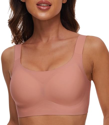 CheChury Nahtloser BH Damen Ohne Bügel Bequemer BH Push Up Soft BH Rundhalsausschnitt Weicher Bustier Ultrakomfortable BH Gepolstert Bralette T-Shirts BH Seamless Bra Bügelloser Bra Sport Bralette von CheChury