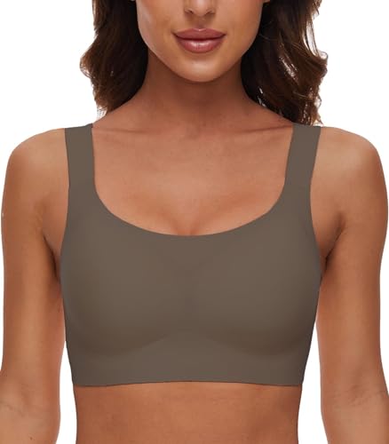 CheChury Nahtloser BH Damen Ohne Bügel Soft BH Bralette Klassischer T Shirt BH Komfort Schalen BHS Weicher Bralette Gepolstert Bustier Große Brüste Schlaf BH Push up Sport BH Seamless Bra,Grau,3XL von CheChury