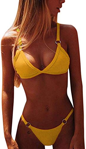 CheChury Sexy Damen Bikini Set Strand Bademode Badeanzüge Badeanzug High Cut Bralette Bikini Set Beachwear Damen Push Up Zweiteiliger Badebekleidung Bikinihosen von CheChury