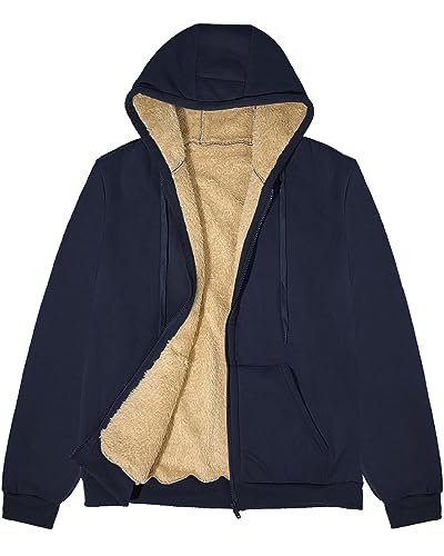 CheChury Sherpa Jacket Damen Kapuzensweatshirt Fleece Kapuzenjacke Causal Sweatjacke Damen Kapuzenpullover Fleece Hoodie mit Zipper Sweatshirtjacke Baumwolle Jacke Warme Frauen Plüschjacke,Blau,L von CheChury