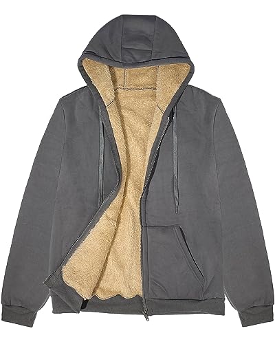 CheChury Sherpa Jacket Damen Kapuzensweatshirt Fleece Kapuzenjacke Causal Sweatjacke Damen Kapuzenpullover Fleece Hoodie mit Zipper Sweatshirtjacke Baumwolle Jacke Warme Frauen Plüschjacke,Grau,L von CheChury