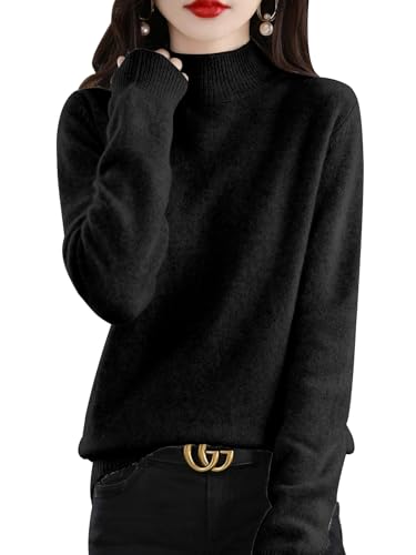 CheChury Strickpullover Pullover Lässige Sweater Rollkragen Strickpullover Rollkragenshirt Damen Herbst Strickpullover Langarm Locker Basic Tunika Tops Soft-Touch-Pullover mit Trichterkragen von CheChury