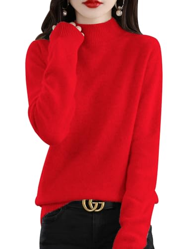 CheChury Strickpullover Pullover Lässige Sweater Rollkragen Strickpullover Rollkragenshirt Damen Herbst Strickpullover Langarm Locker Basic Tunika Tops Soft-Touch-Pullover mit Trichterkragen von CheChury