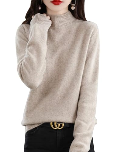 CheChury Strickpullover Pullover Lässige Sweater Rollkragen Strickpullover Rollkragenshirt Damen Herbst Strickpullover Langarm Locker Basic Tunika Tops Soft-Touch-Pullover mit Trichterkragen von CheChury
