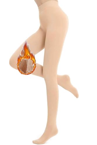 CheChury Strumpfhosen Damen Winter Gefütterte Strumpfhose Plüschstrümpfe Perfekt Beine Warm Fleece Pantyhose Thermo strumpfhose für Damen Warme Fleece Thermal Tights Innenfleece Blickdichte Leggins von CheChury