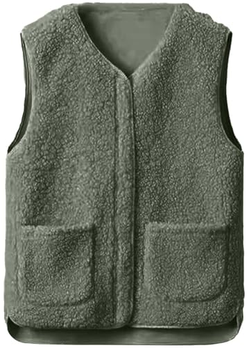 CheChury Teddy Fleece Weste Damen Herbst Winter Leichte Weste Warm Fellweste Fleeceweste Ärmellose Reißverschluss Flauschige Jacke Gefütterte Taschen Plüschweste Fleece Weste Herbstmantel V-Ausschnitt CheChury Teddy Fleece Weste Damen Herbst Winter Leichte Weste Warm Fellweste Fleeceweste Ärmellose Reißverschluss Flauschige Jacke Gefütterte Taschen Plüschweste Fleece Weste Herbstmantel V-Ausschnitt von CheChury