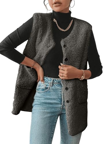 CheChury Teddy Fleece Weste Damen Winter Weste Lang Warm Ärmellos Westen Mit Taschen Warmer Fleeceweste Bequem Cardigan Jacke Herbst Winter Leichte Weste Plüschweste Outwear Longweste Winter Weste CheChury Teddy Fleece Weste Damen Winter Weste Lang Warm Ärmellos Westen Mit Taschen Warmer Fleeceweste Bequem Cardigan Jacke Herbst Winter Leichte Weste Plüschweste Outwear Longweste Winter Weste von CheChury