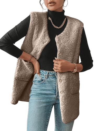 CheChury Teddy Fleece Weste Damen Winter Weste Lang Warm Ärmellos Westen Mit Taschen Warmer Fleeceweste Bequem Cardigan Jacke Herbst Winter Leichte Weste Plüschweste Outwear Longweste Winter Weste CheChury Teddy Fleece Weste Damen Winter Weste Lang Warm Ärmellos Westen Mit Taschen Warmer Fleeceweste Bequem Cardigan Jacke Herbst Winter Leichte Weste Plüschweste Outwear Longweste Winter Weste von CheChury