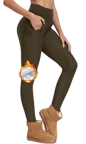 CheChury Thermo Leggings Damen High Waist Fleece Hose Dicke Sport Leggings Damen Lang Mit Tasche Winter Warm Mit Innenfleece Sporthose Damen Yoga Hose Tights Blickdicht für Sport Freizeit von CheChury