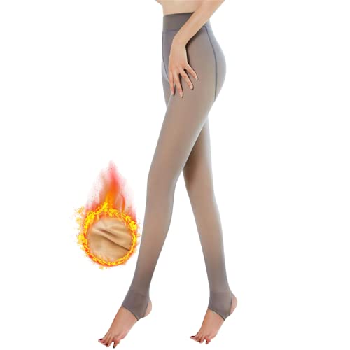 CheChury Thermo Strumpfhose für Damen Strumpfhose Gefütterte Thermostrumpfhose Damen Strumpfhosen Warm Fleece Pantyhose Thermo Damen Verdickte Leggings Frauen Plüschstrümpfe Hohe Taille,Grau,320g von CheChury