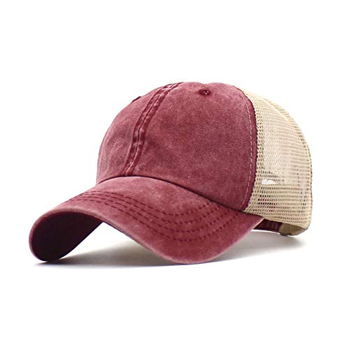 CheChury Unisex Classic Cotton Trucker Cap Damen/Herren Freizeit Mesh Vintage Baseball Cap Reine Farbe Snapback Kappe Einheitsgröße von CheChury