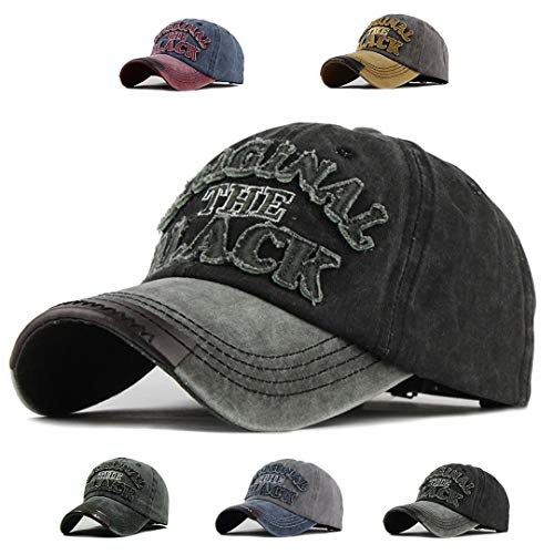 CheChury Washed Baseball Cap Outdoor Retro Cap Unisex Vintage Basecap Sport Mütze Verstellbar Baseballkappe Baseballmütze The Black Style Outdoor Kappe Mütze Schirmmütze Basecap Verstellbar (Schwarz) von CheChury