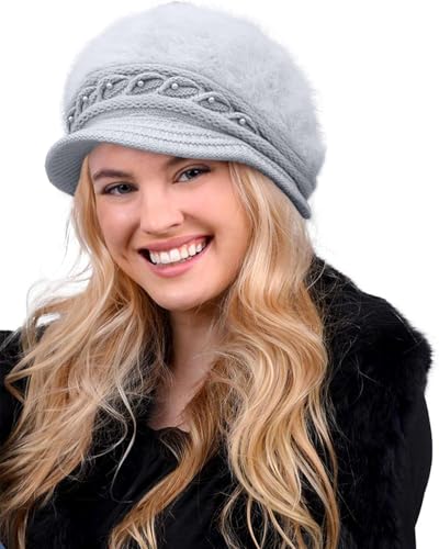 CheChury Winter Strickmütze Beanie Damen Barett Gefüttert mit Teddyfleece Warm Haube Teddyfell Wollmütze Kappe Hüte Baskenmütze Schirmmütze von CheChury