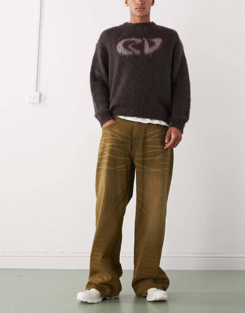 Cheap Monday - Lockere, weite Jeans in verwaschenem Braun-Brown von Cheap Monday