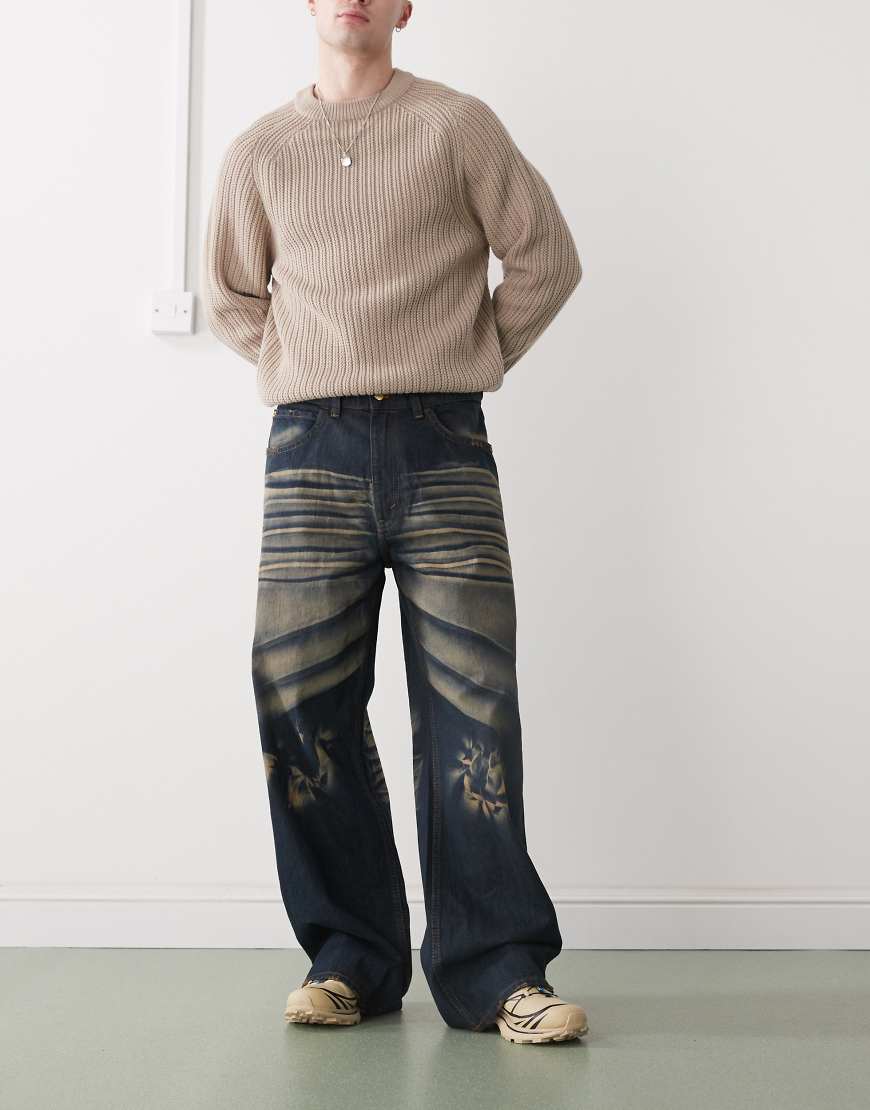 Cheap Monday - Looser - Lockere weite Jeans mit dunkelblauer starker Waschung von Cheap Monday