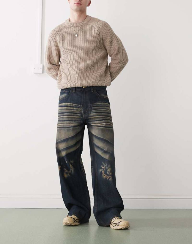 Cheap Monday - Looser - Lockere weite Jeans mit dunkelblauer starker Waschung von Cheap Monday