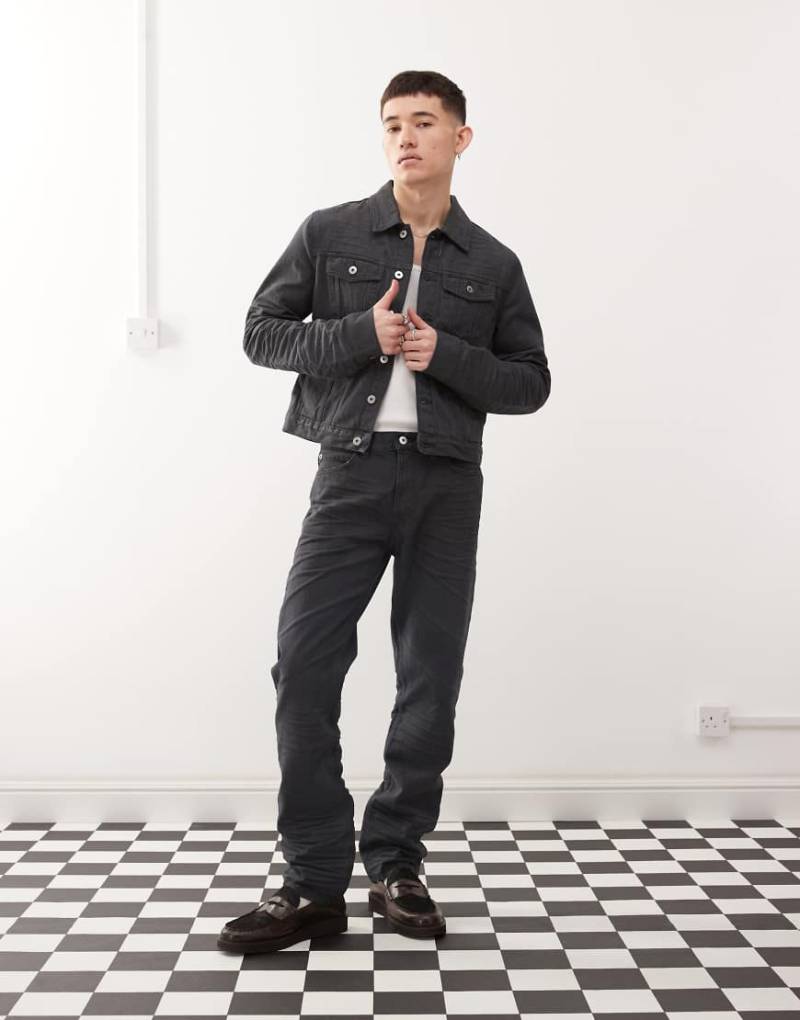 Cheap Monday x Landon Barker - Issue - Beschichtete, schmal geschnittene Jeans in Schwarz aus festem Denim von Cheap Monday