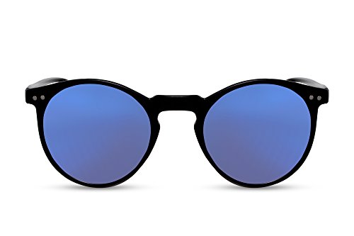 Cheapass Sonnenbrille Schwarz Rund Verspiegelt Nerd Retro Unisex von Cheapass