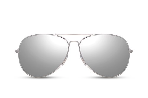 Cheapass Sonnenbrille Damen Herren Silber Metall Verspiegelt UV-400 von Cheapass