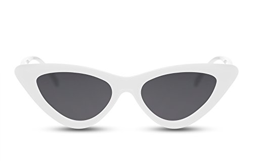 Cheapass Sonnenbrille Cat-Eye Weiß-e Grau-e Gläser Brille Fashion-Accessoire UV-400 Lichtschutz Damen Frauen von Cheapass