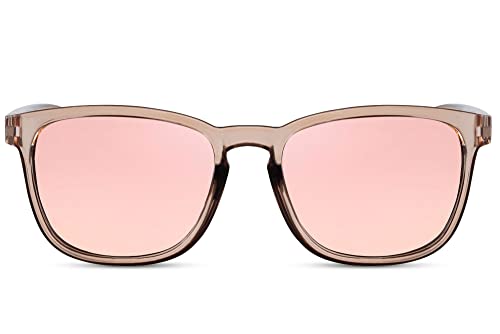 Cheapass Sonnenbrille Damen Modell mit recyceltem, schickem Rahmen in beige und rosa verspiegelten Gläsern UV400 von Cheapass