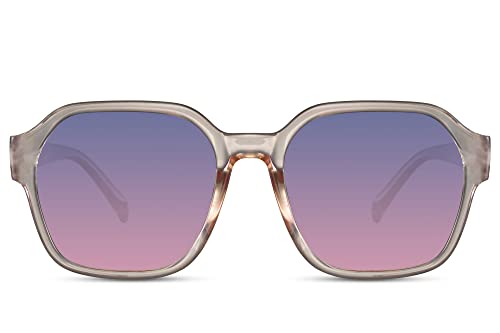 Cheapass Sonnenbrille Damen elegante graue quadratische Brille und schicke blaue Gläser die zu 100% UVA- und UVB-Strahlen blockieren von Cheapass