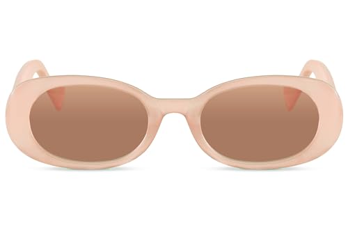 Cheapass Sonnenbrille Damen modern rosa Rahmen mit braunen Gläsern von Cheapass