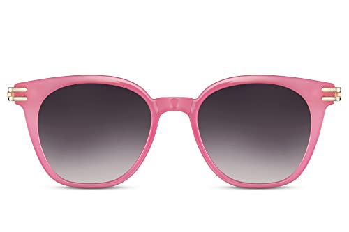 Cheapass Sonnenbrille Damen moderner runder Rahmen in rosa mit dunkler Gläsern Vintage UV400-geschützt von Cheapass
