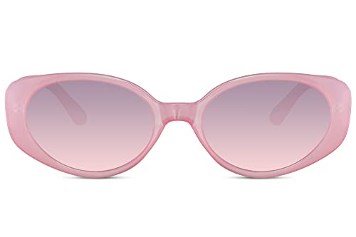 Cheapass Sonnenbrille Damen ovaler funky Festival-Style in pink mit pinken Gläser 100% UVA/UVB Schutz von Cheapass