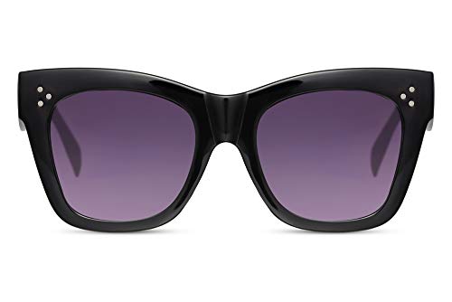 Cheapass Sonnenbrille Frauen' Schwarz breiter Rahmen mit Farbverlauf Linsen und Nieten von Cheapass