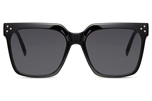 Cheapass Sonnenbrille Frauen' Schwarz rechteckig Rahmen mit dunklen Linsen und Nieten von Cheapass