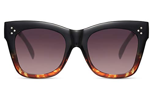 Cheapass Sonnenbrille Frauen' Schwarz bis Leopard breiter Rahmen mit Farbverlauf Linsen und Nieten von Cheapass