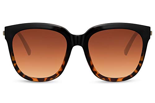 Cheapass Sonnenbrille Frauen Übergröße Schattierungen Schwarz/Leopard Rahmen mit braunen Verlaufsgläsern UV400 geschützt von Cheapass