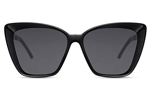Cheapass Sonnenbrille Groß Cateye Schmetterling Trendy Schwarz Damen Style mit dunklen Gläsern und en schwarzen Metallbügeln UV400 geschützt von Cheapass