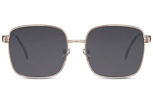 Cheapass Sonnenbrille Groß Übergröße Quadrat Gold Metall Stil mit dunklen Linsen UV400 geschützt Frauen von Cheapass