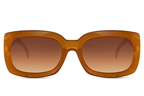 Cheapass Sonnenbrille Günstige Sonnenbrille vollständig recycelte elegante Schmetterlings-Sonnenbrille für Damen mit orangefarbenem Rahmen und braunen Verlaufsgläsern UV400-geschützt von Cheapass