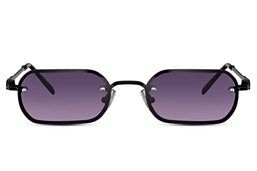 Cheapass Sonnenbrille Herren Damen breites violetten Modell mit schwarzen Metallbügeln UV400-geschützt von Cheapass