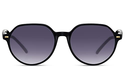 Cheapass Sonnenbrille Herren Damen einzigartiger schwarzer Rahmen mit dunklen runder Gläsern UV400-geschützt von Cheapass