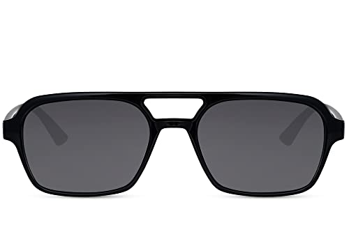 Cheapass Sonnenbrille Herren Trendy Flattop Schwarzer Rahmen mit dunklen Gläsern UV400-geschützt von Cheapass