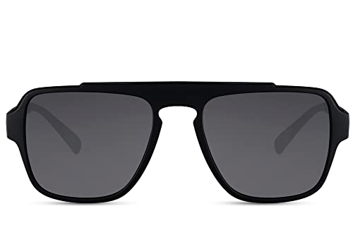 Cheapass Sonnenbrille Herren cooler schwarzer rechteckiger Flattop-Rahmen mit dunklen Gläsern UV400-geschützt von Cheapass