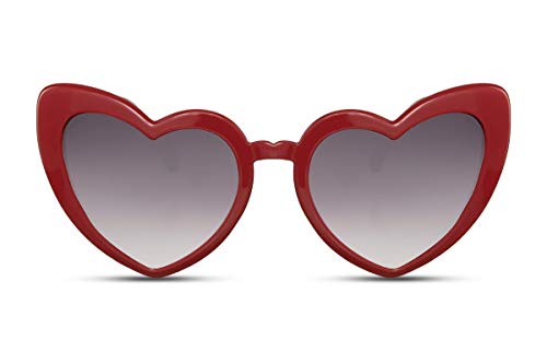 Cheapass Sonnenbrille Herz-Förmig Rot Cat-Eye Katzenauge UV-400 Festival-Brille Plastik Damen Frauen von Cheapass