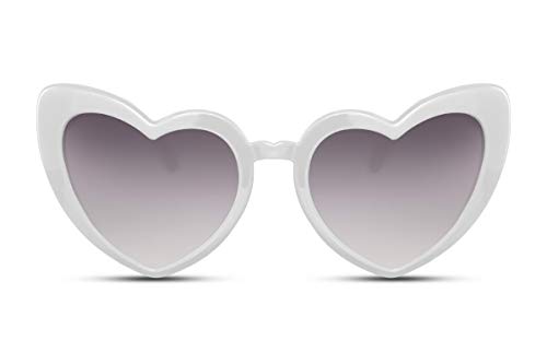 Cheapass Sonnenbrille Herz-Förmig Weiß UV-400 Cat-Eye Katzenauge Plastik Damen Frauen von Cheapass