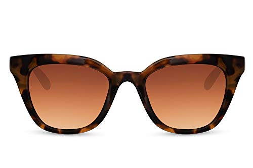 Cheapass Sonnenbrille Klassische Retro Leoparden-Cateye Sonnenbrille für Frauen mit braunen Verlaufsgläsern UV400 geschützt von Cheapass